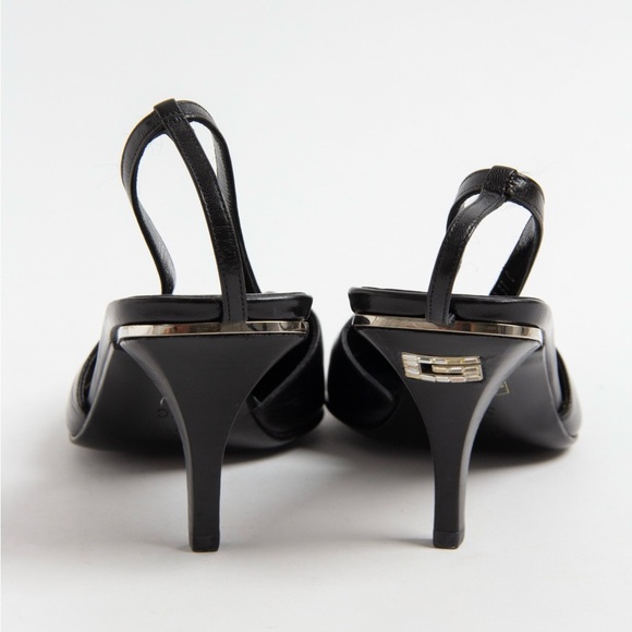 SOLD— Gucci Black Square Toe Crystal G Slingback Heels - Picture 10 of 11